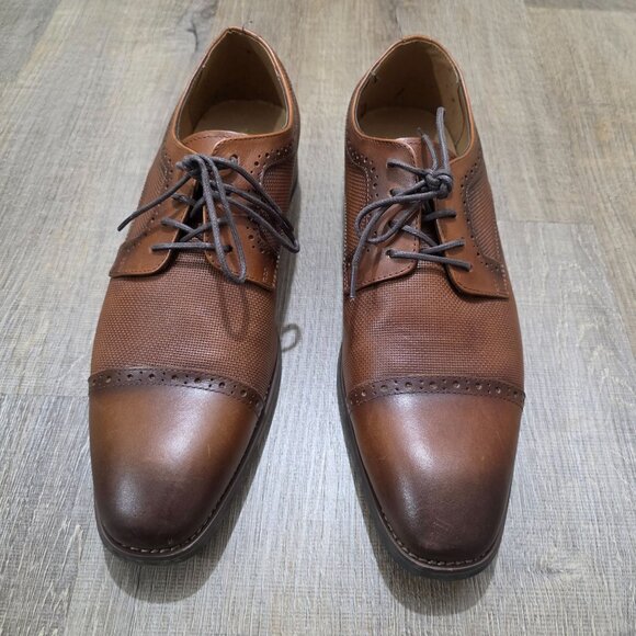 La Milano Johnson Tan Leather Cap Toe Dress Shoes Men’s Size 10EEE Oxford Lace - Picture 4 of 11